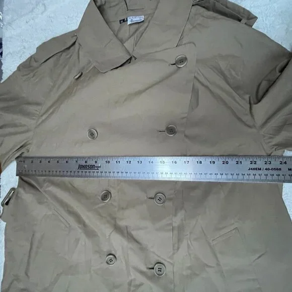 The Man's Shop Harrods Womens 42R Beige Double-Breasted Belted Trench Coat New